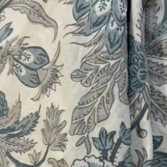 Pottery Barn Queen Duvet Cover Floral Blue White Gray Organic Cotton Euc - Picture 2 of 4